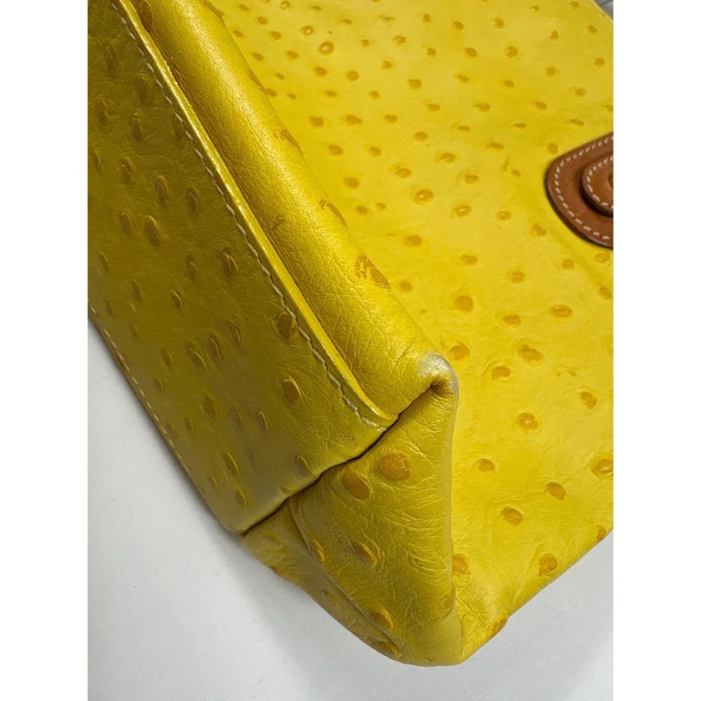 Maurizio Taiuti Yellow‎ Ostrich Embossed Leather Tote Bag Made in Italy Handbag